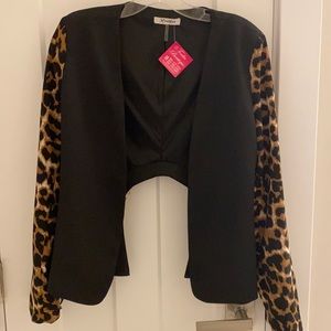 Black and Leopard Blazer. Size M.